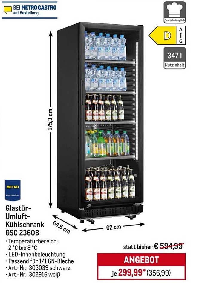 Glastür-Umluft-Kühlschrank GSC 2360B