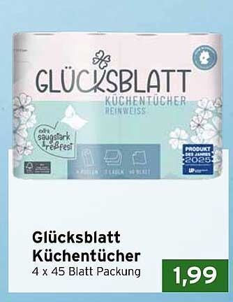 Glücksblatt Küchentücher 4 x 45 Blatt Packung