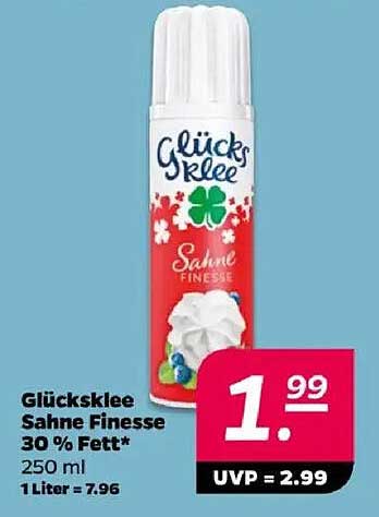 Glücksklee Sahne Finesse 30 % Fett 250 ml