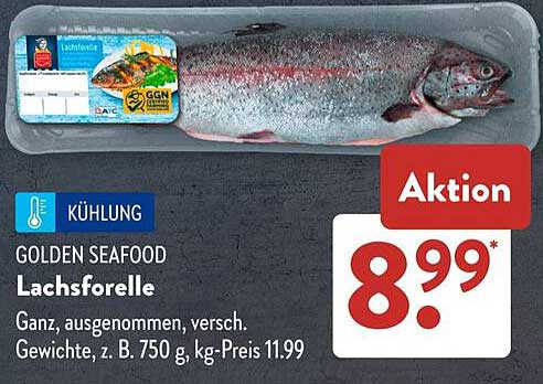 GOLDEN SEAFOOD Lachsforelle - Ganz, ausgenommen, verschieden.