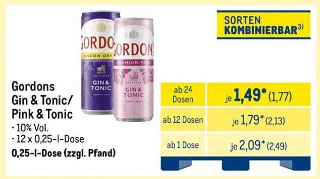 Gordons Gin & Tonic / Pink Tonic 0,25-l-Dose