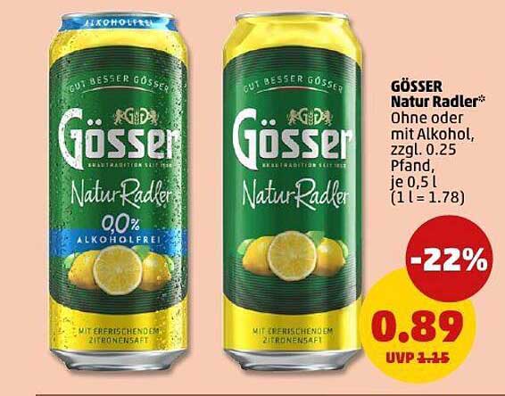 GÖSSER Natur Radler 0% alkoholfrei & mit Alkohol