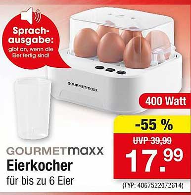 GOURMETmaxx Eierkocher für bis zu 6 Eier