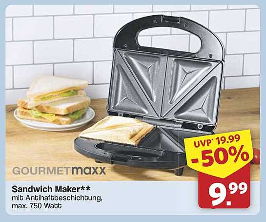 GOURMETmaxx Sandwich Maker mit Antihaftbeschichtung