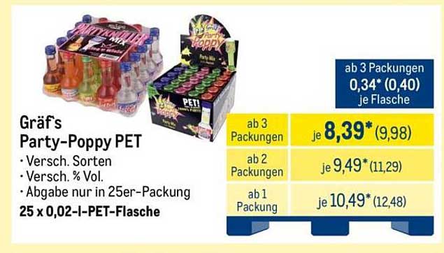 Gräf's Party-Poppy PET 25 x 0,02-I-PET-Flasche
