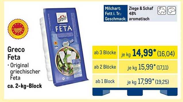 Greco Feta - Original griechischer Feta (ca. 2-kg-Block)