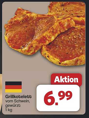 Grillkotelett vom Schwein, gewürzt, 1 kg