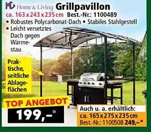 Grillpavillon mit robustem Polycarbonat-Dach