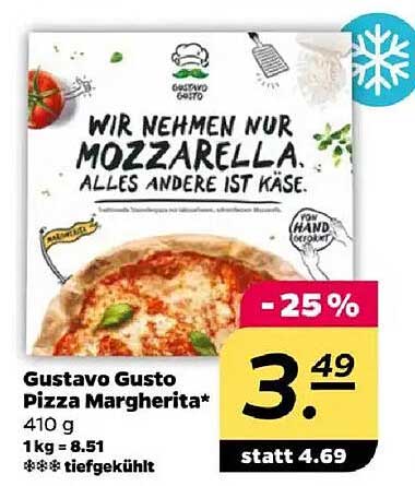 Gustavo Gusto Pizza Margherita 410 g - Tiefgekühlt