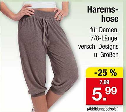 Haremshose für Damen, 7/8-Länge, verschiedene Designs und Größen