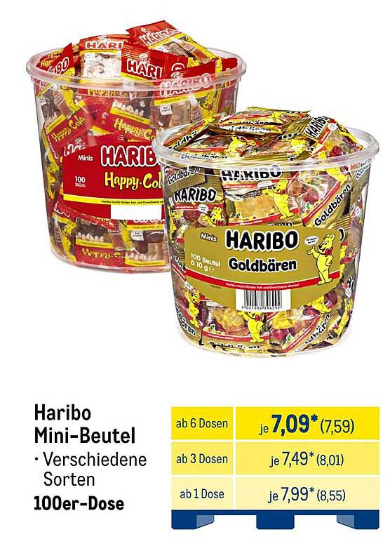 Haribo Mini-Beutel – Verschiedene Sorten 100er-Dose