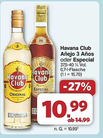 Havana Club Añejo 3 Años oder Especial - 0,7 l Flasche
