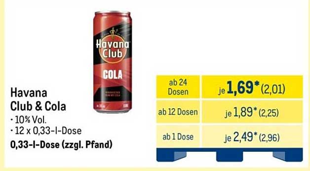 Havana Club & Cola 0,33 l Dose