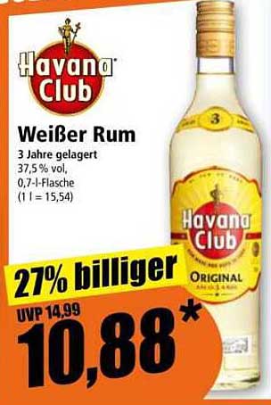Havana Club Weißer Rum 3 Jahre gelagert