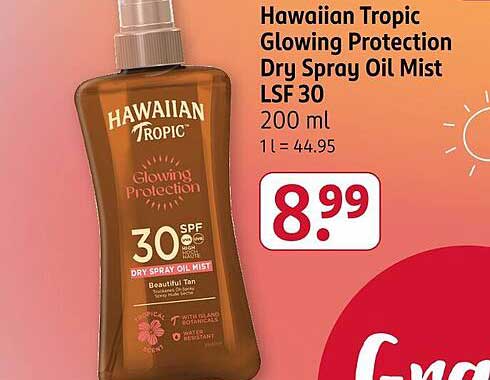 Hawaiian Tropic Glowing Protection Dry Spray Oil Mist LSF 30 200 ml