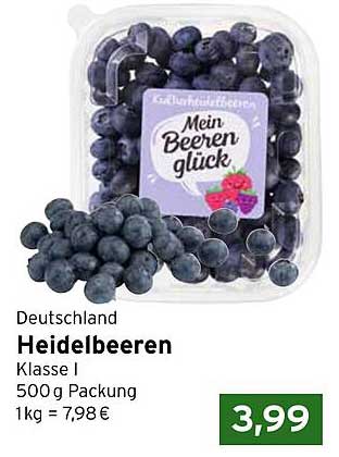 Heidelbeeren Klasse I 500 g Packung