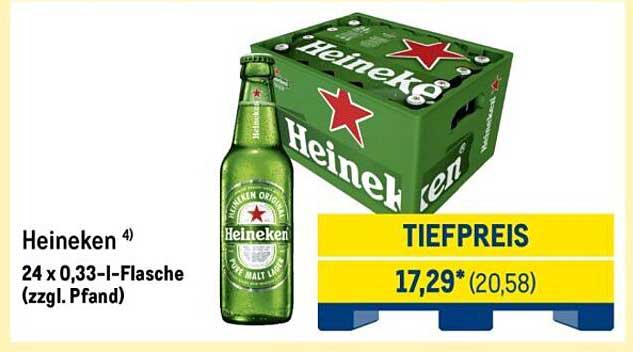 Heineken 24 x 0,33-l-Flasche (zzgl. Pfand)