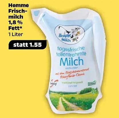 Hemme Frischmilch 1,8 % Fett, 1 Liter