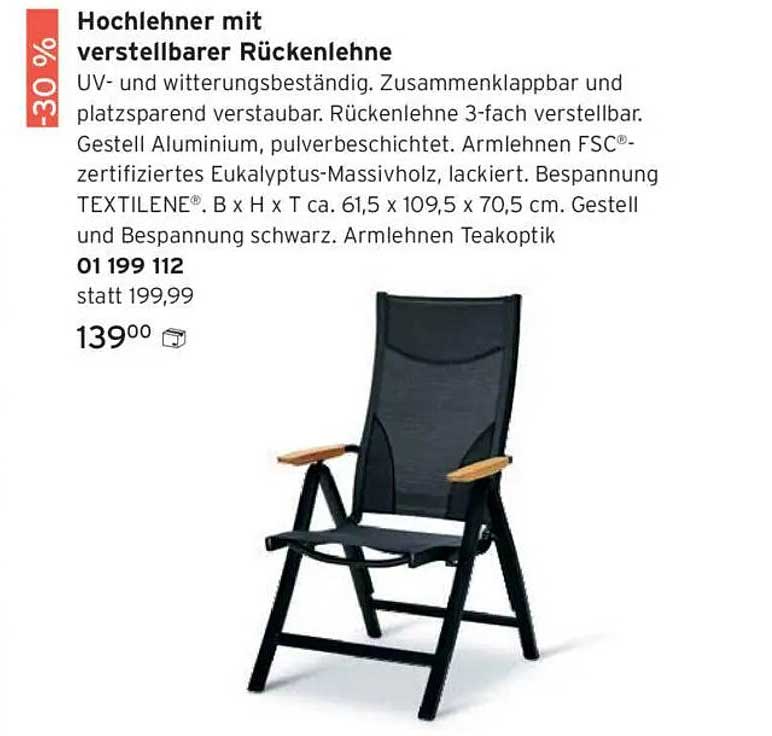 Hochlehner mit verstellbarer Rückenlehne