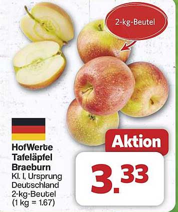 HofWerte Tafeläpfel Braeburn 2-kg-Beutel