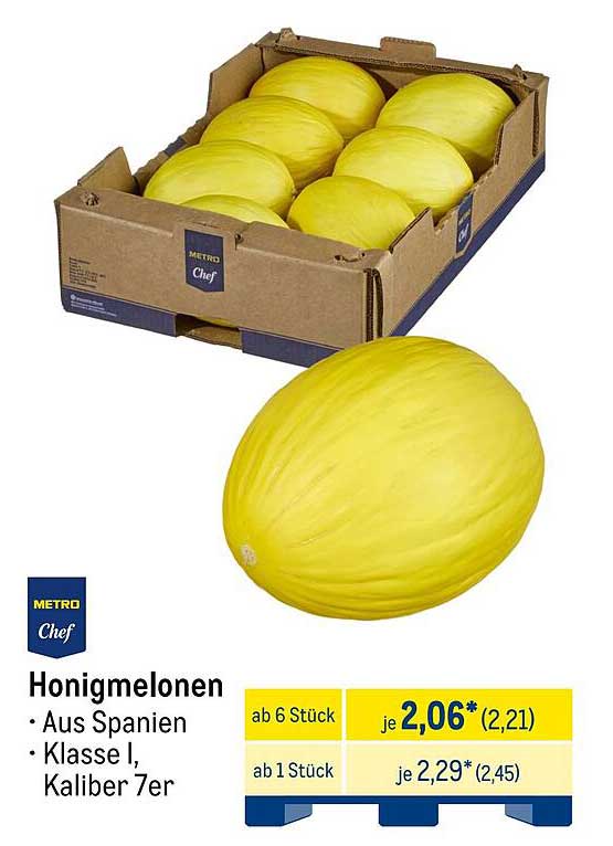 Honigmelonen aus Spanien - Klasse I, Kaliber 7er