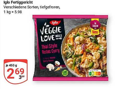 Iglo Fertiggericht Veggie Love Meals Thai Style Rotes Curry