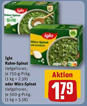 Iglo Rahm-Spinat oder Würz-Spinat - Aktionspreis
