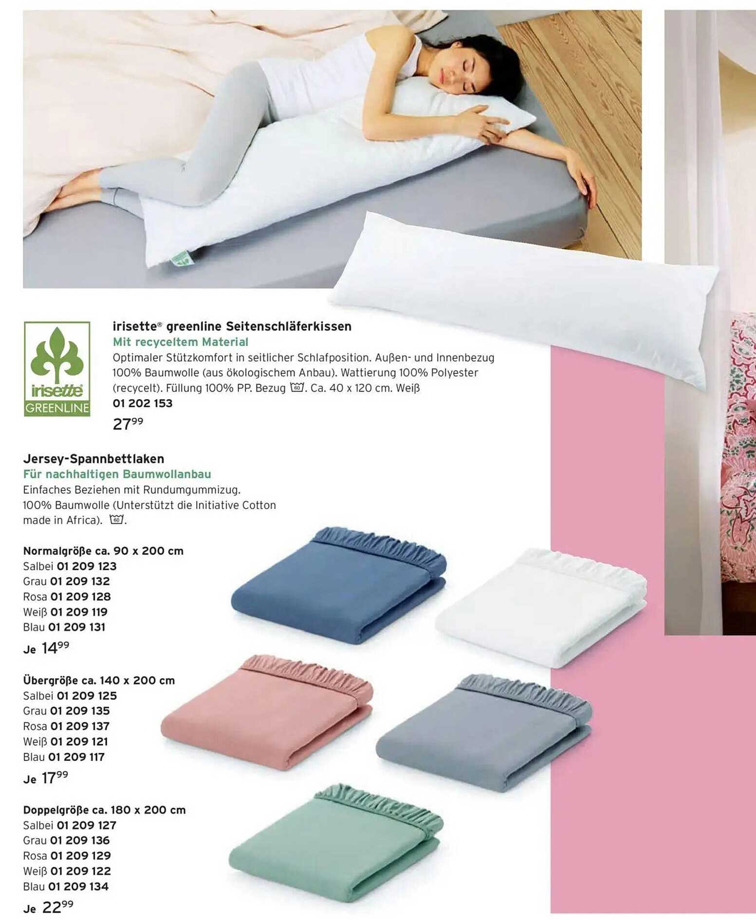 Irisette greenline Seiten schäferkissen mit recyceltem Material