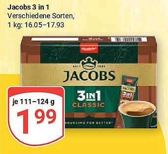 Jacobs 3 in 1 Kaffee, verschiedene Sorten