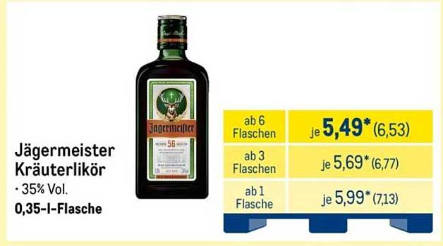 Jägermeister Kräuterlikör 0,35 l Flasche - 35% Vol.