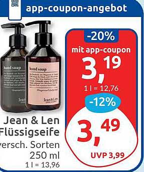 Jean & Len Flüssigseife 250 ml - Verschiedene Sorten