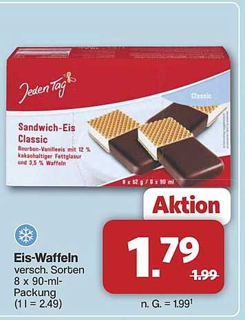 Jeden Tag Sandwich-Eis Classic 8 x 90-ml-Packung