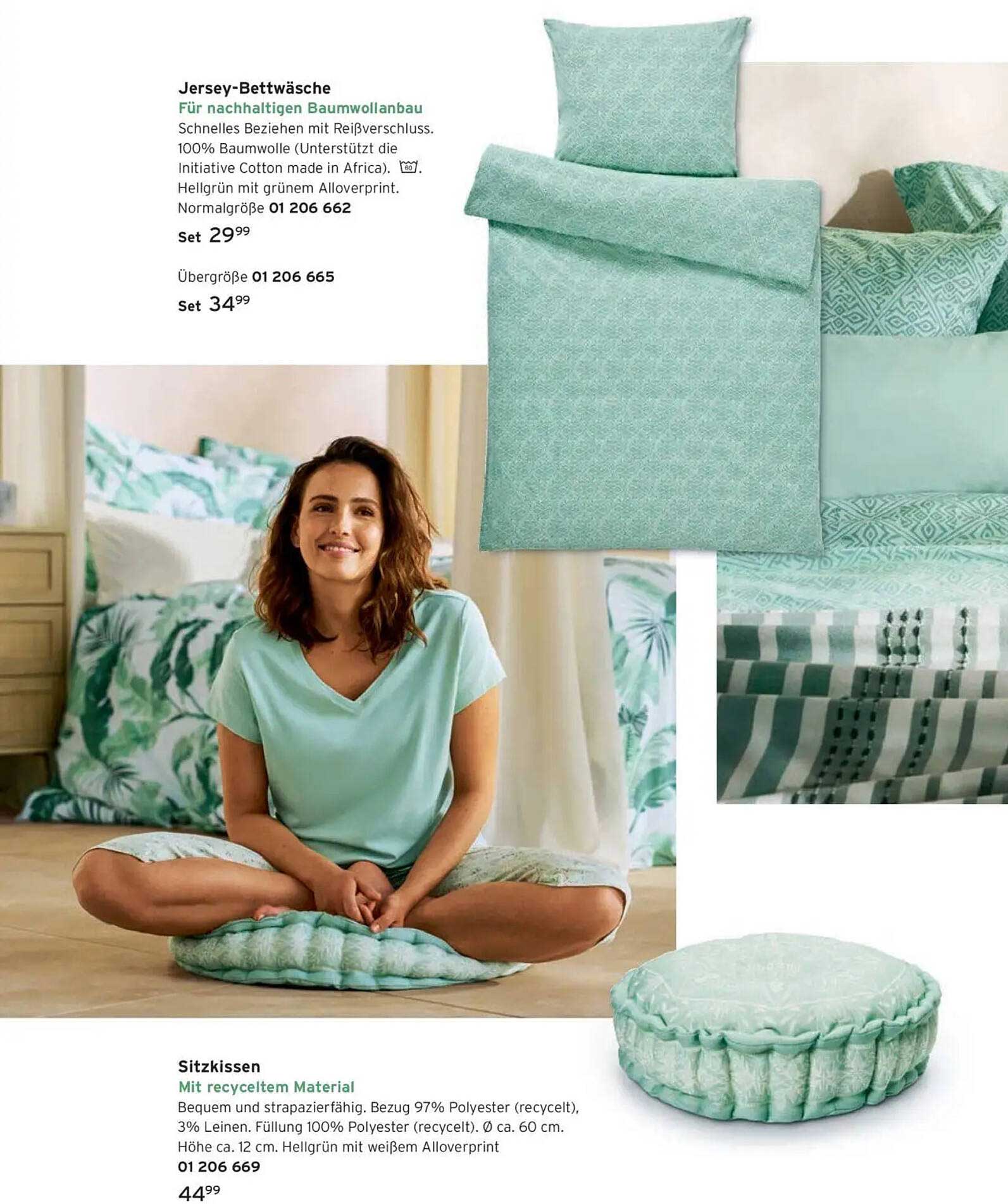 Jersey-Bettwäsche und Sitzkissen mit recycletem Material
