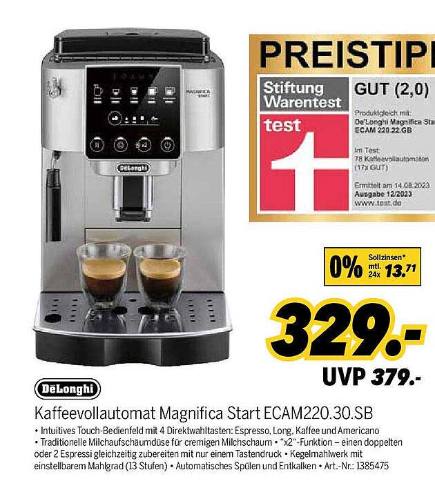Kaffeevollautomat Magnifica Start ECAM220.30.SB