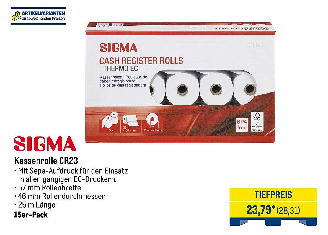 Kassenrolle CR23 - 15er-Pack von SIGMA