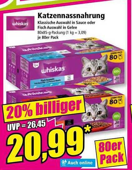 Katzennassnahrung von Whiskas - 80er Pack