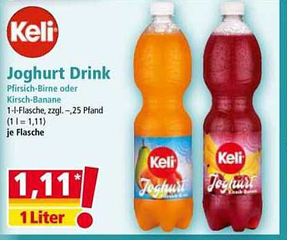 Keli Joghurt Drink - Pfirsich-Birne oder Kirsch-Banana