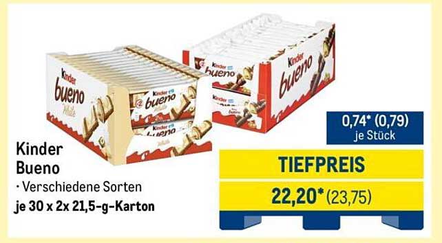 Kinder Bueno - Verschiedene Sorten im 30er Karton