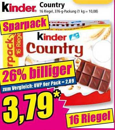 Kinder Country 16 Riegel – Sparpack