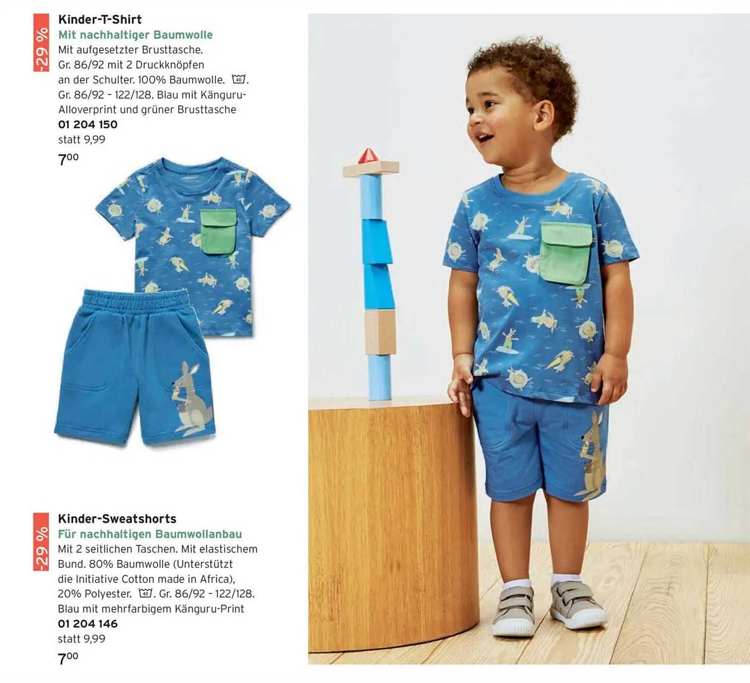Kinder-T-Shirt und Kinder-Sweatshorts im Set