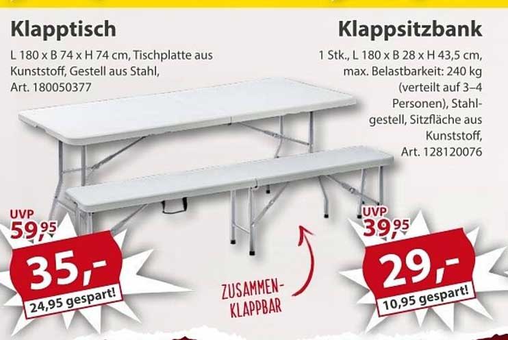 Klapptisch und Klappsitzbank - Ideal für jede Gelegenheit