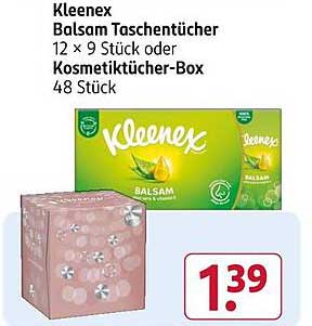 Kleenex Balsam Taschentücher 12 x 9 Stück oder Kosmetiktücher-Box 48 Stück