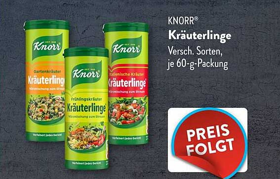KNORR® Kräuterlinge, Verschiedene Sorten, je 60-g-Packung