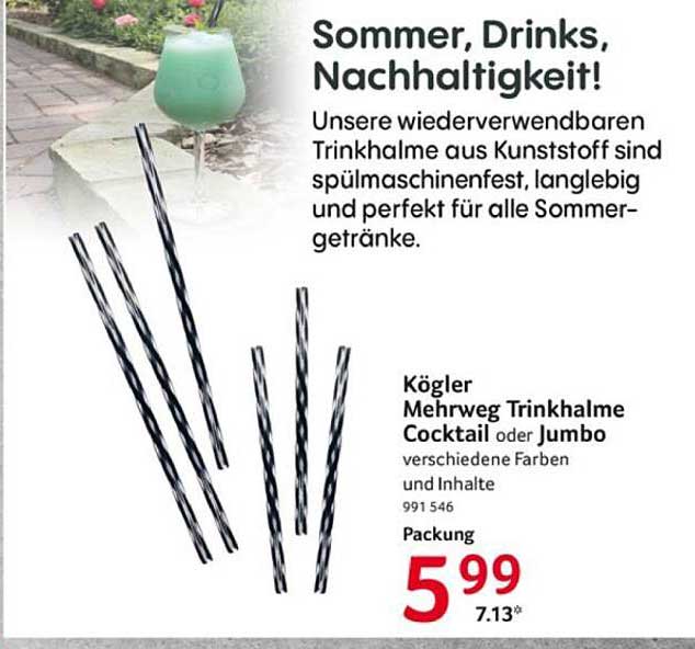 Kögler Mehrweg Trinkhalme Cocktail oder Jumbo