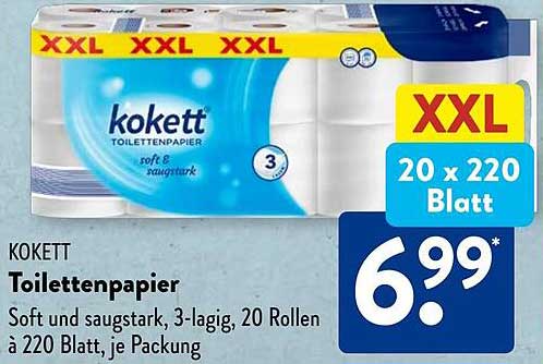 Kokett Toilettenpapier – XXL Packung mit 20 Rollen