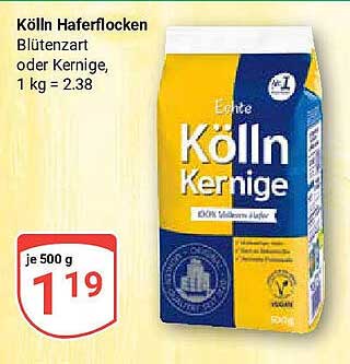 Kölln Haferflocken Blütenzart oder Kernige, 500 g für nur 1,19 €