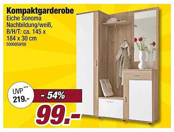 Kompaktgarderobe Eiche Sonoma Nachbildung/weiß