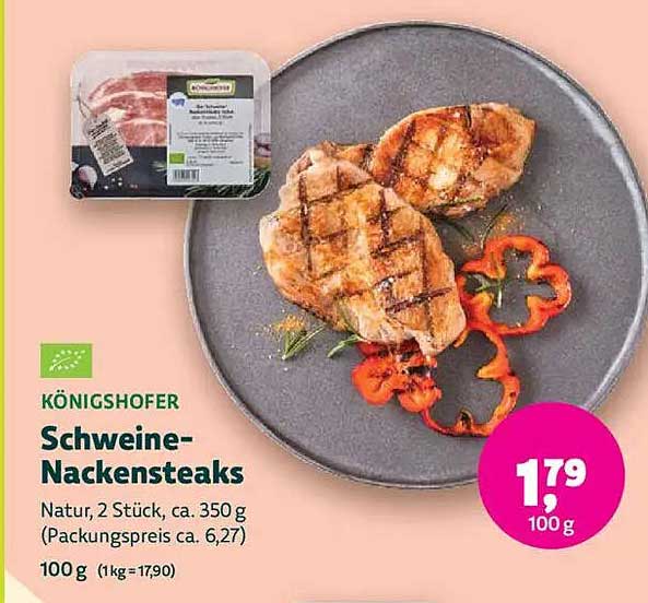 KÖNIGSHOFER Schweine-Nackensteaks Natur, 2 Stück, ca. 350 g