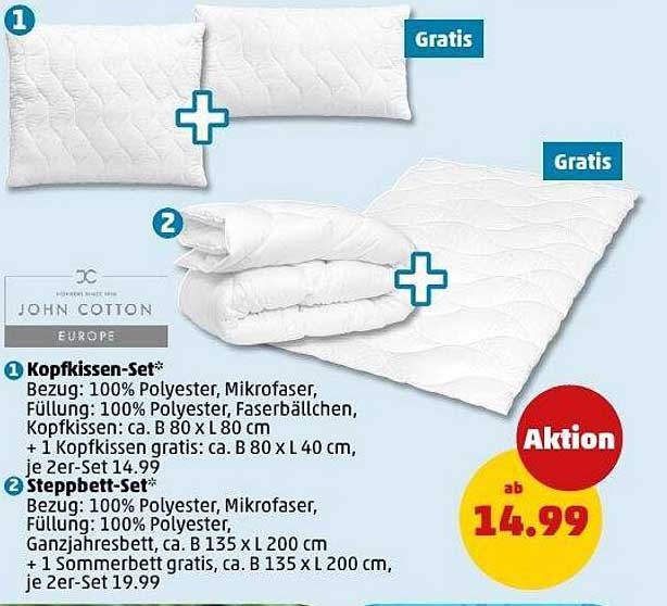 Kopfkissen-Set und Steppbett-Set von John Cotton