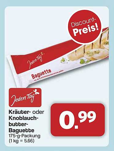 Kräuter- oder Knoblauchbutter-Baguette 175-g-Packung